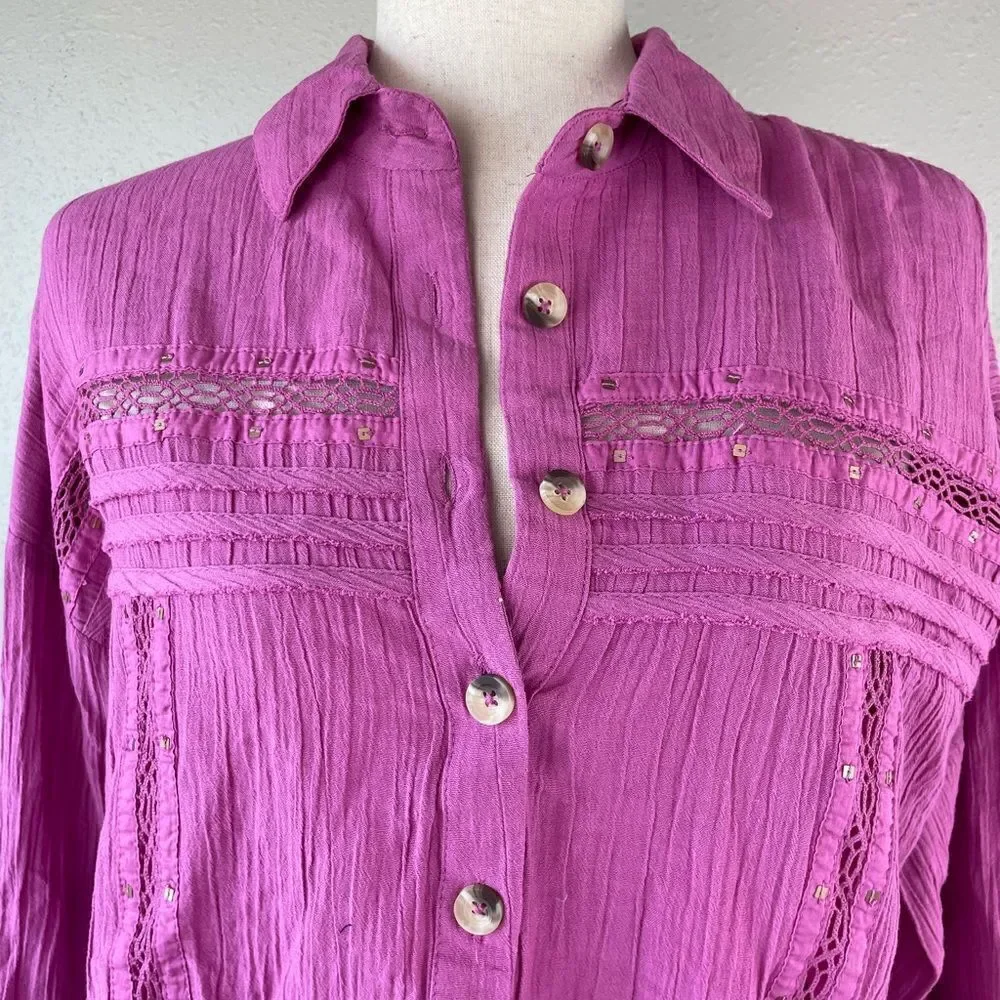 NWT Free People Electra Button Down Shirt Size S